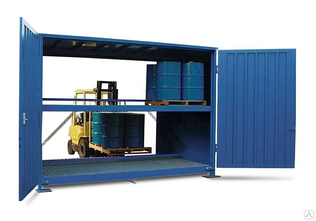 Нагревательная камера на 24 бочки по 200 литров или 6 еврокубов по 1000 литров, 2 уровня хранения, электрический обогрев ТЭНами или газом до -20 кВт, 4950x3850х1730 мм, рабочая температура нагрева до -250 ᵒС, напряжение -220/380В