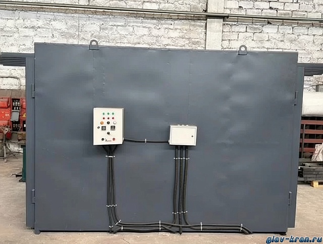 Нагревательная камера на 24 бочки по 200 литров или 6 еврокубов по 1000 литров, 2 уровня хранения, электрический обогрев ТЭНами или газом до -20 кВт, 4950x3850х1730 мм, рабочая температура нагрева до -250 ᵒС, напряжение -220/380В