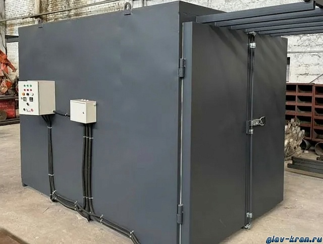 Нагревательная камера на 24 бочки по 200 литров или 6 еврокубов по 1000 литров, 2 уровня хранения, электрический обогрев ТЭНами или газом до -20 кВт, 4950x3850х1730 мм, рабочая температура нагрева до -250 ᵒС, напряжение -220/380В