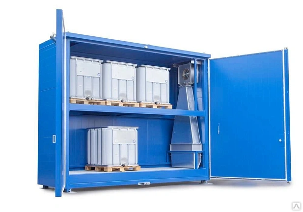 Нагревательная камера на 24 бочки по 200 литров или 6 еврокубов по 1000 литров, 2 уровня хранения, электрический обогрев ТЭНами или газом до -20 кВт, 4950x3850х1730 мм, рабочая температура нагрева до -250 ᵒС, напряжение -220/380В