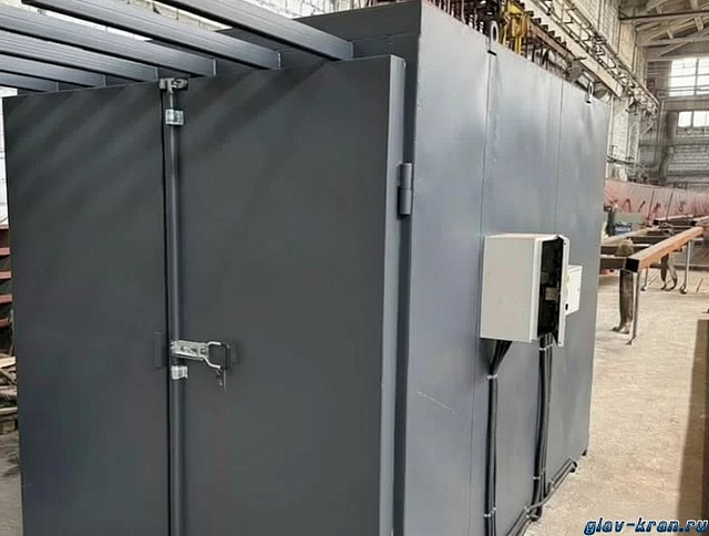 Нагревательная камера на 24 бочки по 200 литров или 6 еврокубов по 1000 литров, 2 уровня хранения, электрический обогрев ТЭНами или газом до -20 кВт, 4950x3850х1730 мм, рабочая температура нагрева до -250 ᵒС, напряжение -220/380В