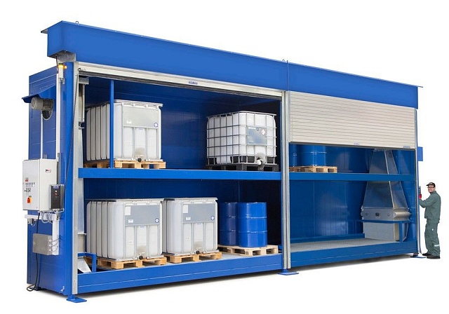 Нагревательная камера на 24 бочки по 200 литров или 6 еврокубов по 1000 литров, 2 уровня хранения, электрический обогрев ТЭНами или газом до -20 кВт, 4950x3850х1730 мм, рабочая температура нагрева до -250 ᵒС, напряжение -220/380В